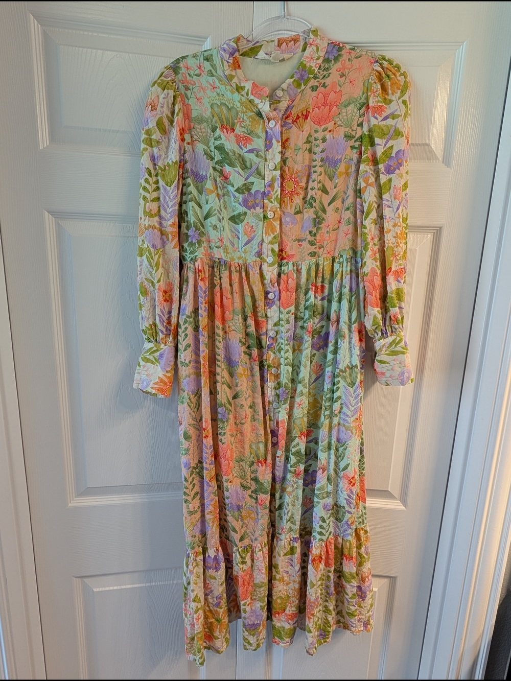 Floral Button-Front Midi Dress in Multi